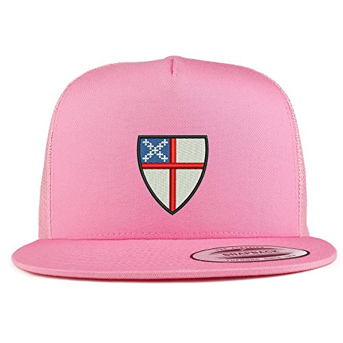 Trendy Apparel Shop Episcopal Shield 5 Panel Flatbill Trucker Mesh Snapback Cap