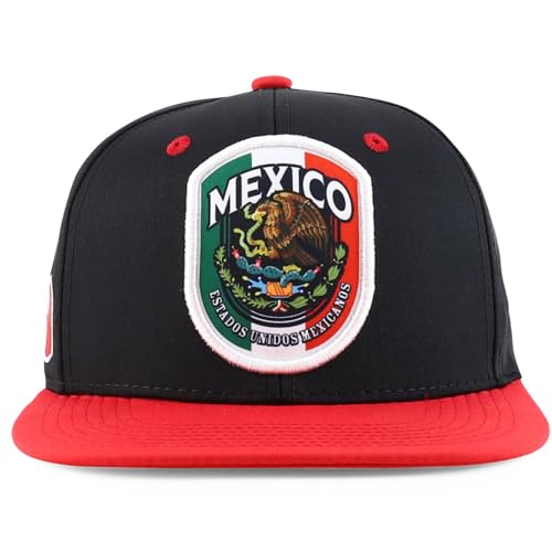 Trendy Apparel Shop 6 Panel Structured Mexico Eagle Flat Bill Snapback Baseball Cap