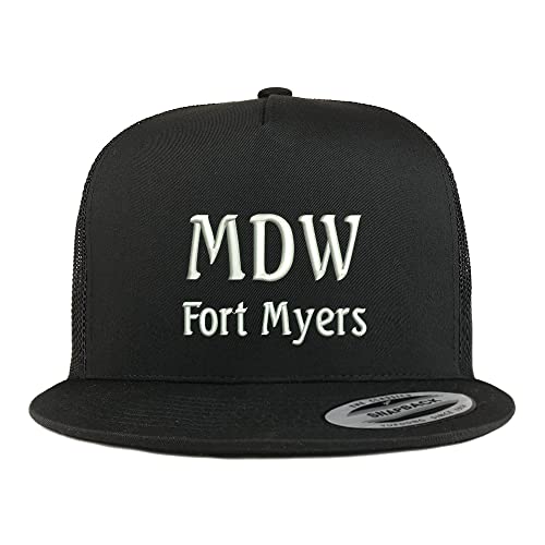 Trendy Apparel Shop MDW Fort Myers Embroidered 5 Panel Flatbill Trucker Cap