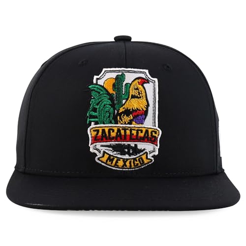 Trendy Apparel Shop Cities of Mexico with Rooster Embroidered Flatbill Snapback Cap