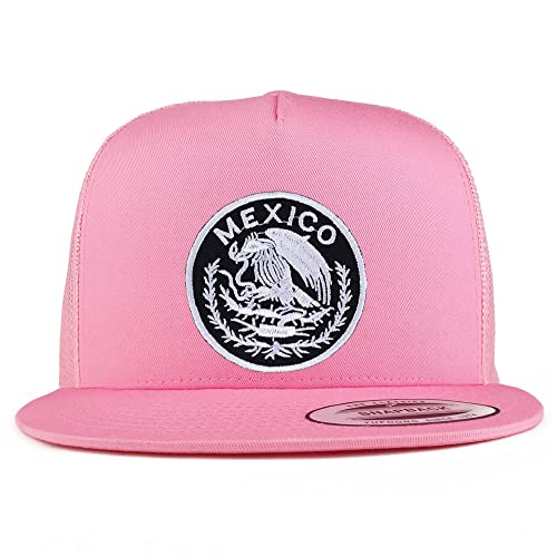 Trendy Apparel Shop Circular Mexico Patch 5 Panel Flatbill Trucker Cap