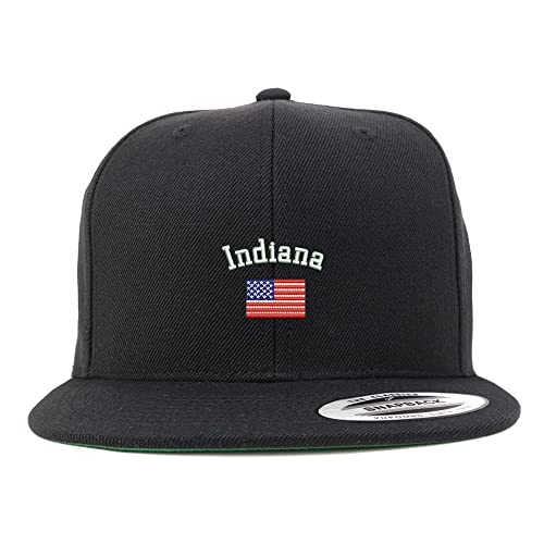 Trendy Apparel Shop Indiana USA Flag Embroidered Flatbill Snapback