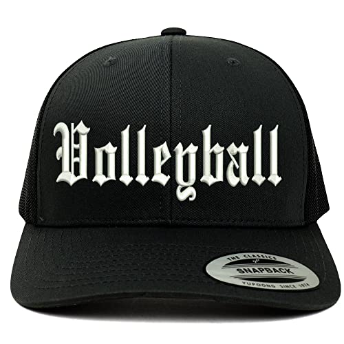 Trendy Apparel Shop Old English Volleyball 6 Panel Trucker Mesh Cap