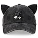 Trendy Apparel Shop Washed Cotton Cat Ear Baseball Cap with Sunglasses Holder