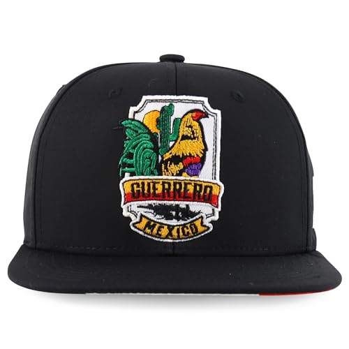 Trendy Apparel Shop Cities of Mexico with Rooster Embroidered Flatbill Snapback Cap
