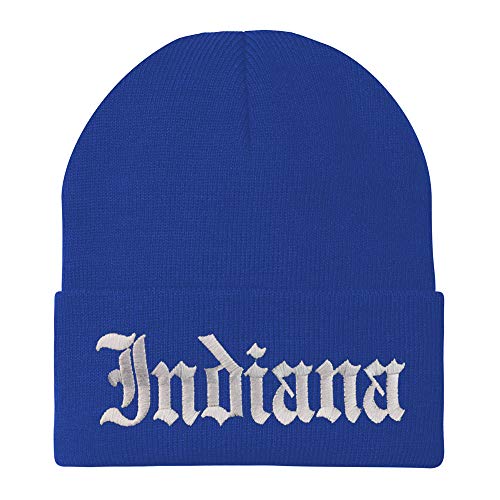 Trendy Apparel Shop Indiana State Old English Embroidered Long Cuff Beanie