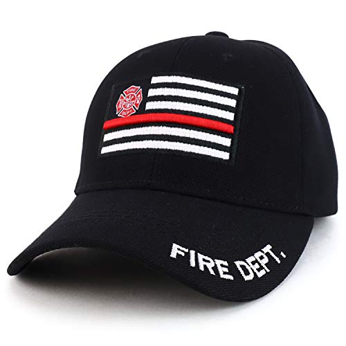 Trendy Apparel Shop USA Thin Red Line Flag Embroidered Structured Baseball Cap