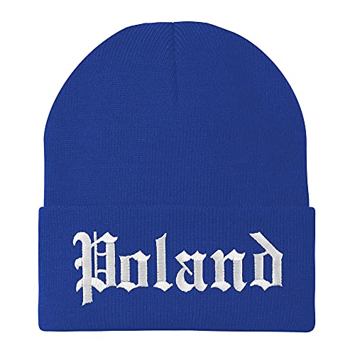 Trendy Apparel Shop Poland Old English Embroidered Long Cuff Beanie