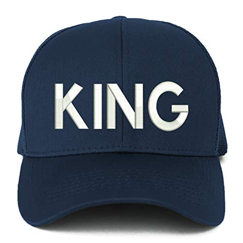 Trendy Apparel Shop XXL King Embroidered Structured Trucker Mesh Cap