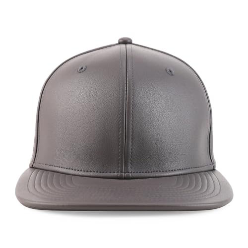 Trendy Apparel Shop Structured 6 Panel Flatbill PU Leather Baseball Cap