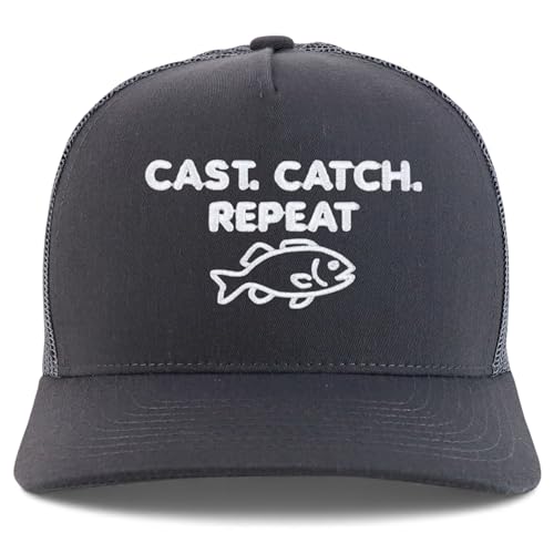 Trendy Apparel Shop Cast Catch Repeat Embroidered 5 Panel Snapback Trucker Cap