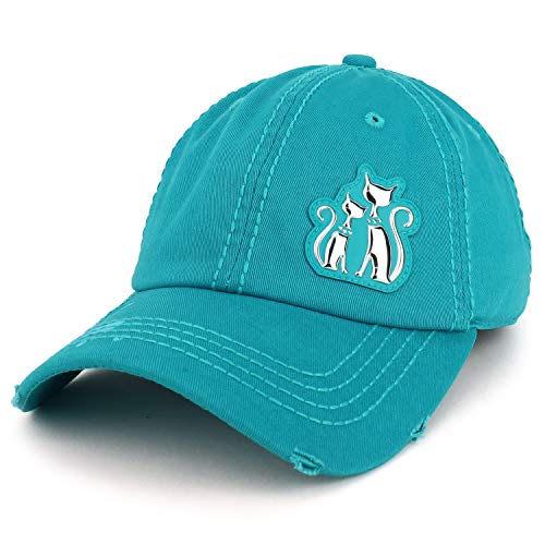 Trendy Apparel Shop Two Cats High Frequency Patch Frayed Women's Baseball Cap
