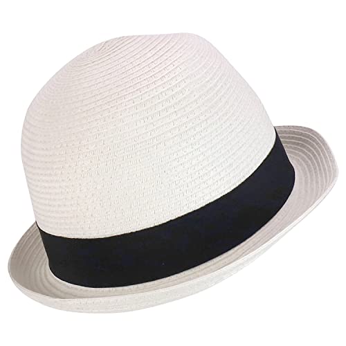 Trendy Apparel Shop Men's Toyo Paper Braid Upturn Brim Summer Fedora Hat