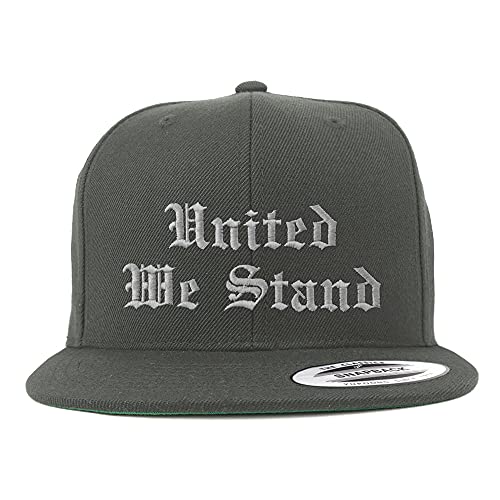 Trendy Apparel Shop United We Stand Old English Embroidered Flatbill Snapback