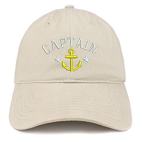 Trendy Apparel Shop Captain Embroidered Soft Crown 100% Brushed Cotton Cap