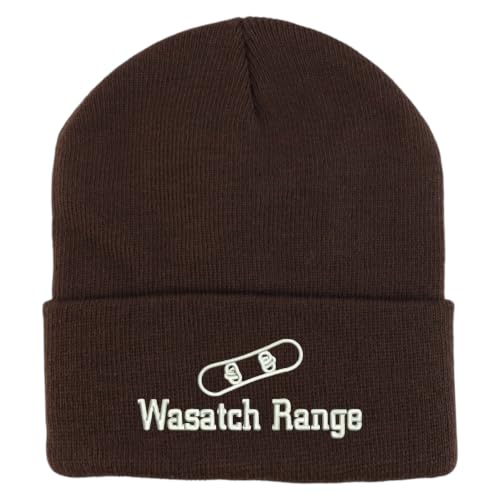 Trendy Apparel Shop Wasatch Range Snowboard Logo Embroidered Long Cuff Beanie