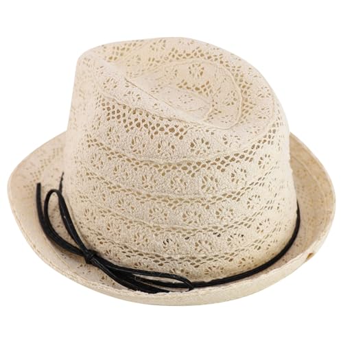 Trendy Apparel Shop Youth Size Girl's Cotton Lace Black Tie Fedora Hat