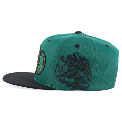 Trendy Apparel Shop Circular Mexico Eagle Embroidered Flatbill Snapback Cap