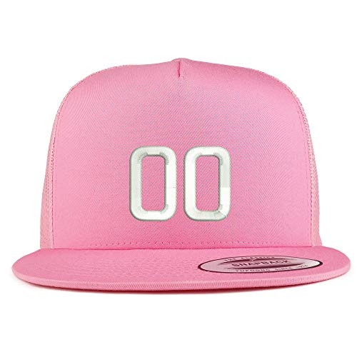Trendy Apparel Shop Number 00 Embroidered 5 Panel Flatbill Trucker Mesh Cap