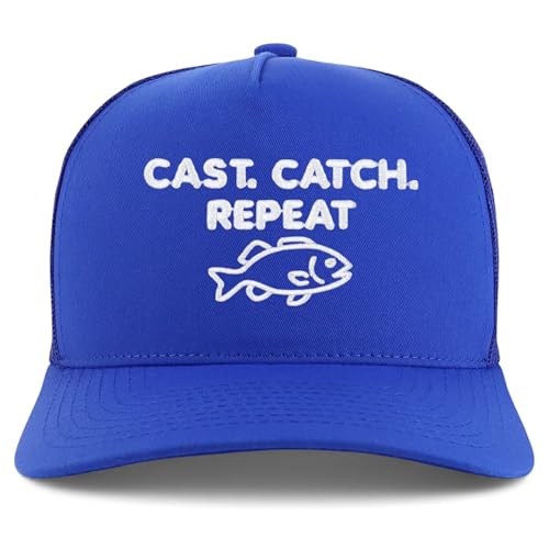 Trendy Apparel Shop Cast Catch Repeat Embroidered 5 Panel Snapback Trucker Cap