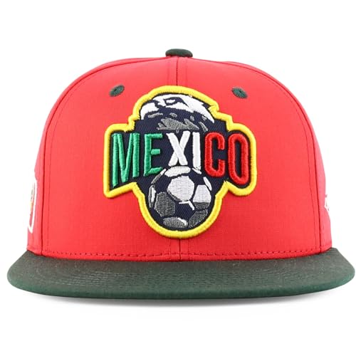 Trendy Apparel Shop Mexico El Tri Soccer Theme Embroidered Flatbill Snapback Cap