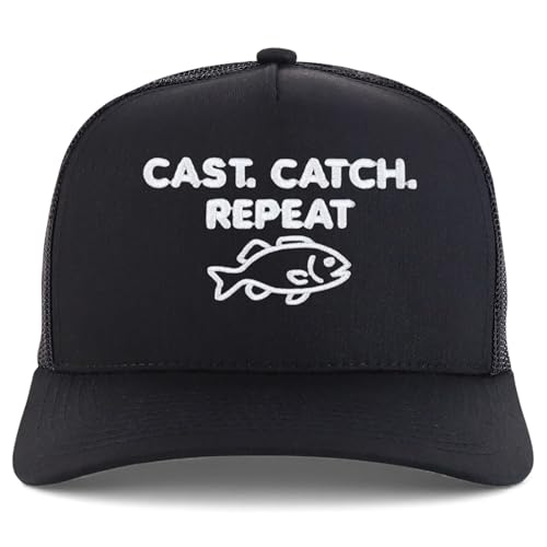 Trendy Apparel Shop Cast Catch Repeat Embroidered 5 Panel Snapback Trucker Cap