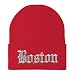 Trendy Apparel Shop Boston Old English Embroidered Long Cuff Beanie
