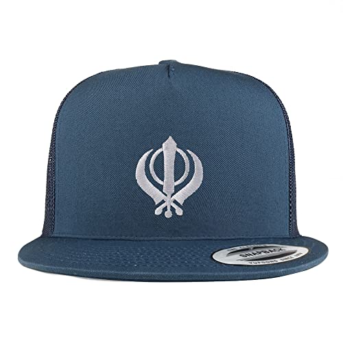 Trendy Apparel Shop Sikhism Embroidered 5 Panel Flatbill Trucker Cap