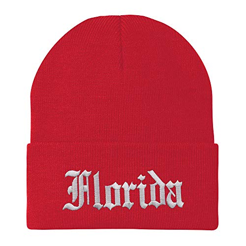 Trendy Apparel Shop Florida State Old English Embroidered Long Cuff Beanie
