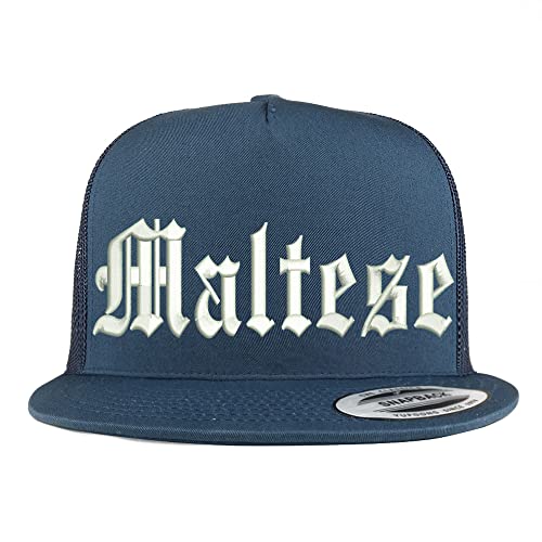 Trendy Apparel Shop Old English Maltese 5 Panel Flatbill Trucker Cap