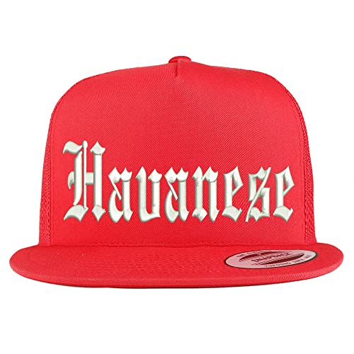 Trendy Apparel Shop Old English Havanese 5 Panel Flatbill Trucker Cap