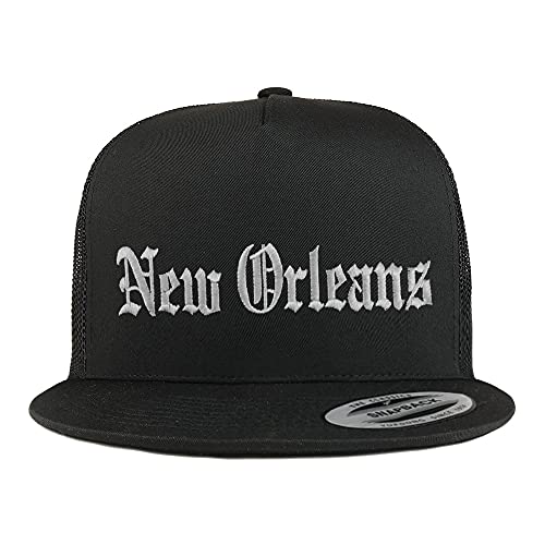 Trendy Apparel Shop New Orleans Old English 5 Panel Flatbill Trucker Cap