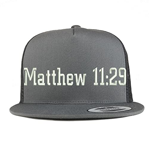 Trendy Apparel Shop Matthew 11:29 5 Panel Flatbill Trucker Cap