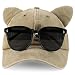 Trendy Apparel Shop Washed Cotton Cat Ear Baseball Cap with Sunglasses Holder