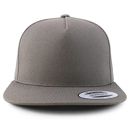 Trendy Apparel Shop Flexfit Brand 5 Panel Structured Blank Flatbill Snapback Cap