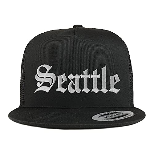 Trendy Apparel Shop Seattle Old English 5 Panel Flatbill Trucker Cap