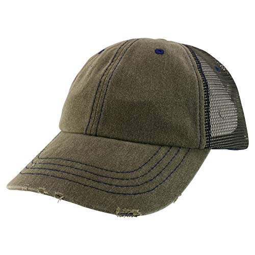 Trendy Apparel Shop Oversized XXL Pigment Dyed Distressed Trucker Baseball Cap