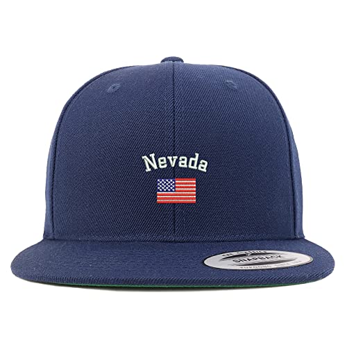 Trendy Apparel Shop Nevada USA Flag Embroidered Flatbill Snapback