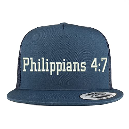 Trendy Apparel Shop Philippians 4:7 5 Panel Flatbill Trucker Cap