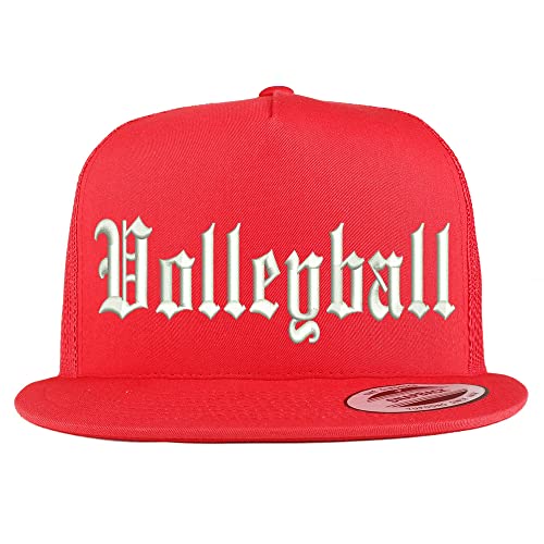 Trendy Apparel Shop Old English Volleyball 5 Panel Flatbill Trucker Cap