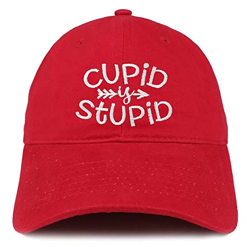 Trendy Apparel Shop Cupid is Stupid Embroidered Low Profile Soft Cotton Baseball Cap