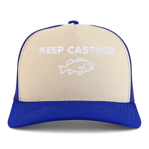 Trendy Apparel Shop Keep Casting Embroidered 5 Panel Snapback Trucker Cap