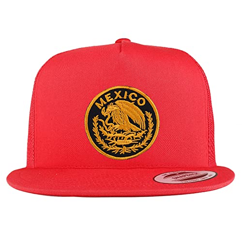 Trendy Apparel Shop Circular Mexico Patch 5 Panel Flatbill Trucker Cap