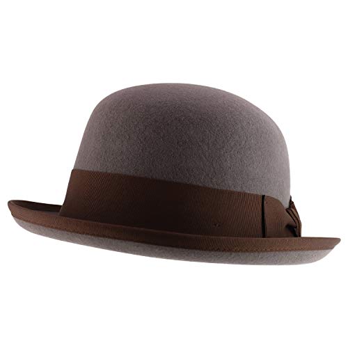 Trendy Apparel Shop Men's Wool Felt Upturn Brim Round Bowler Hat