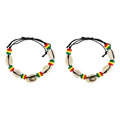 Trendy Apparel Shop Rasta Themed String Beaded Adjustable Bracelet 2 Pack