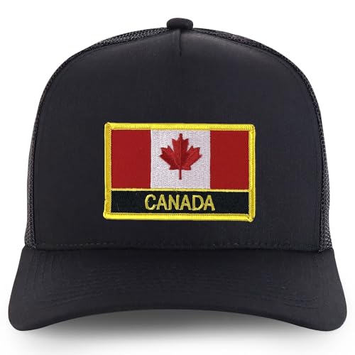 Trendy Apparel Shop Canada Flag Embroidered Patch 5 Panel Pro Style Mesh Back Cap
