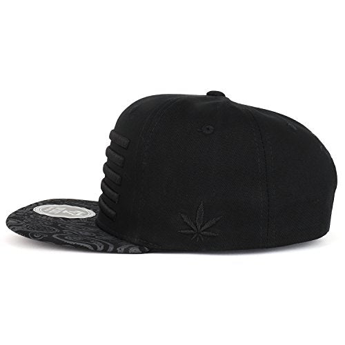 Trendy Apparel Shop Marijuana USA Flag 3D Embroidered Flat Bill Snapback Cap