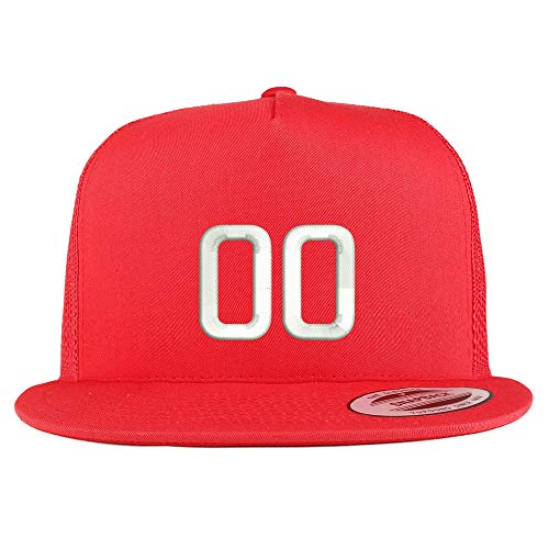 Trendy Apparel Shop Number 00 Embroidered 5 Panel Flatbill Trucker Mesh Cap