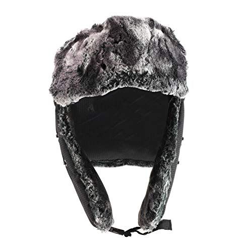 Trendy Apparel Shop Men's Faux Fur Lined Nylon Removable Mouth Guard Trapper Hat