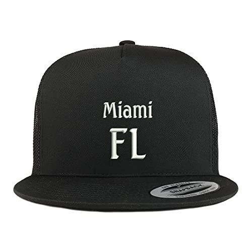 Trendy Apparel Shop Miami FL Embroidered 5 Panel Flatbill Trucker Cap
